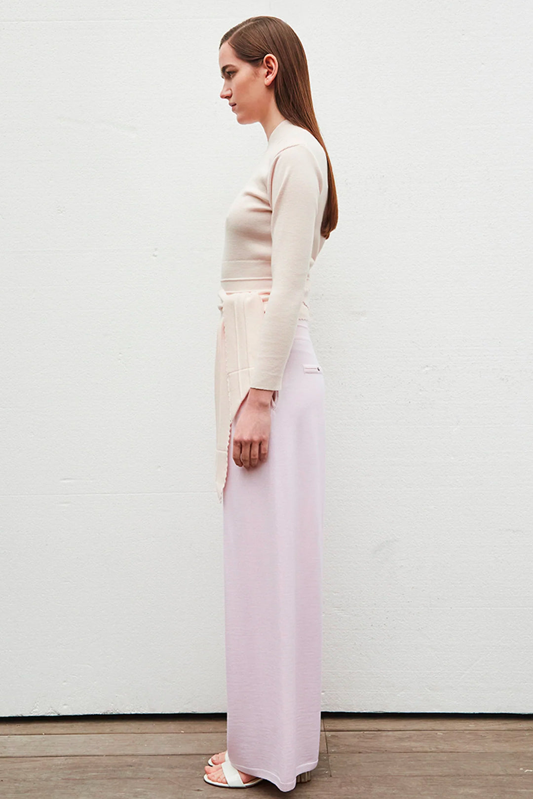BELTED WAIST KNIT TOP