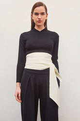 BELTED WAIST KNIT TOP