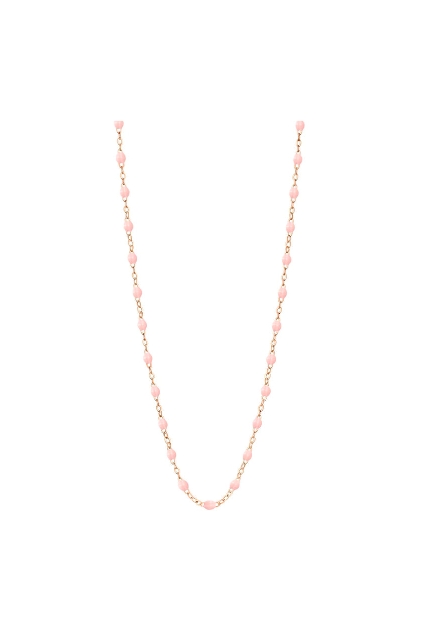 COLLIER RAS DE COU OR ROSE RESINE 42 CM