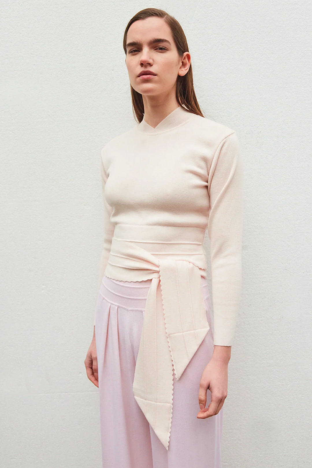 BELTED WAIST KNIT TOP