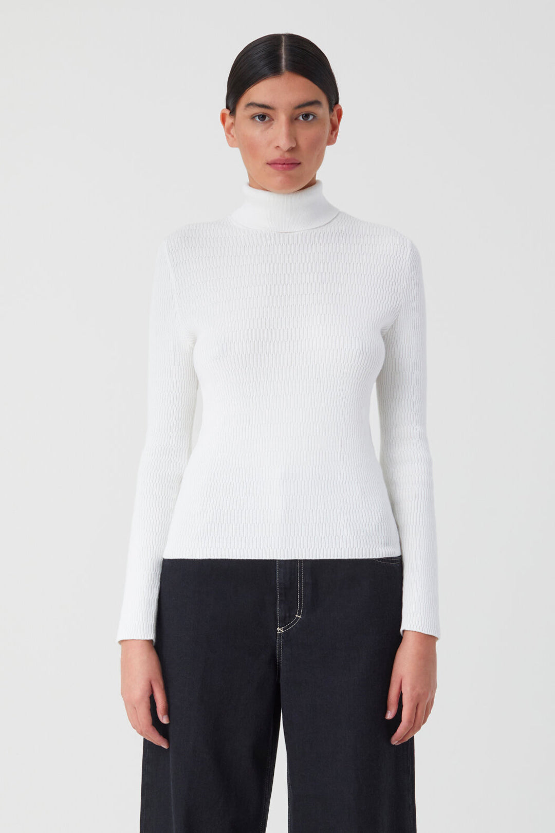 Vince White Slim Fit Turtleneck Sweater