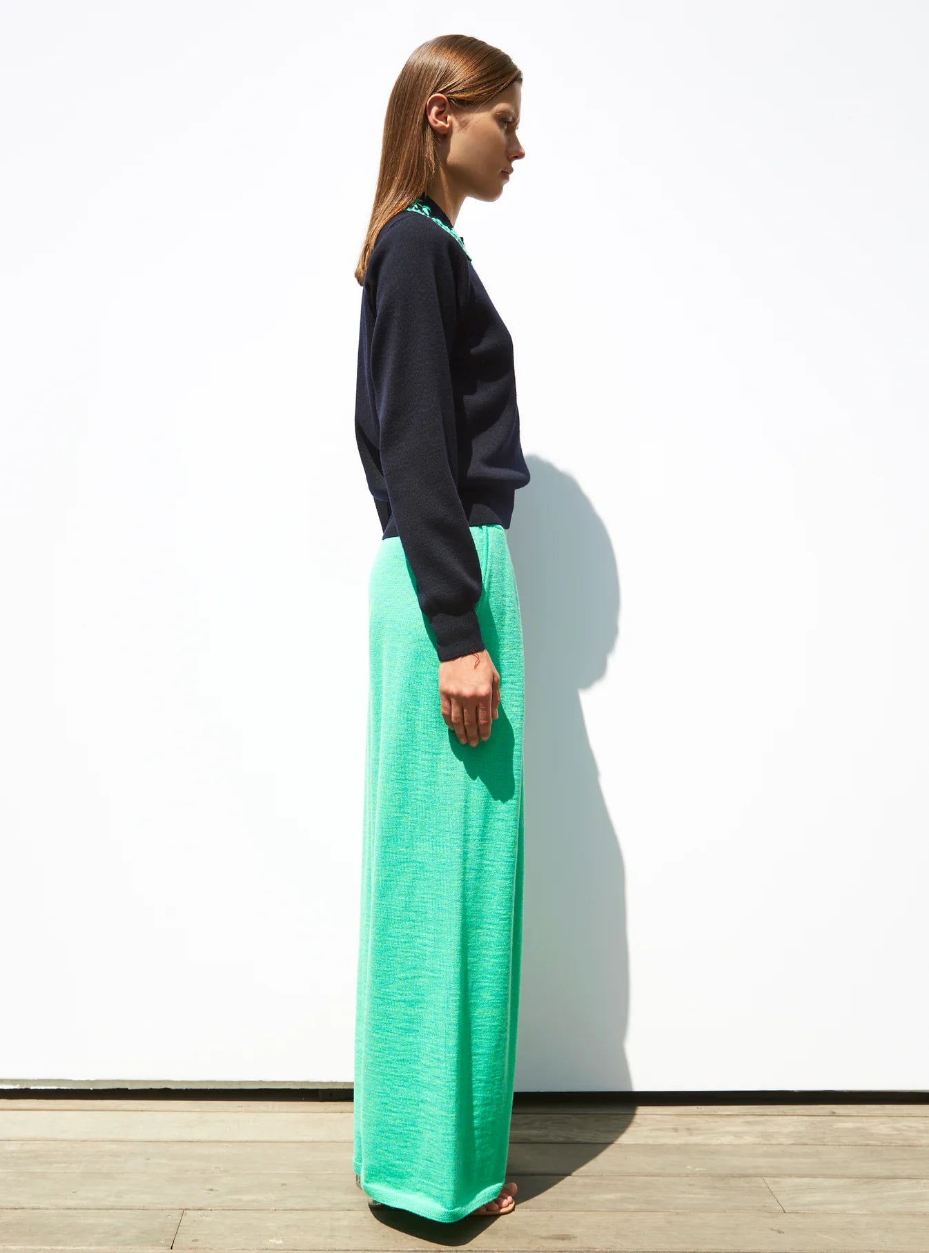 HAND EMBROIDERED KNIT POLO TOP