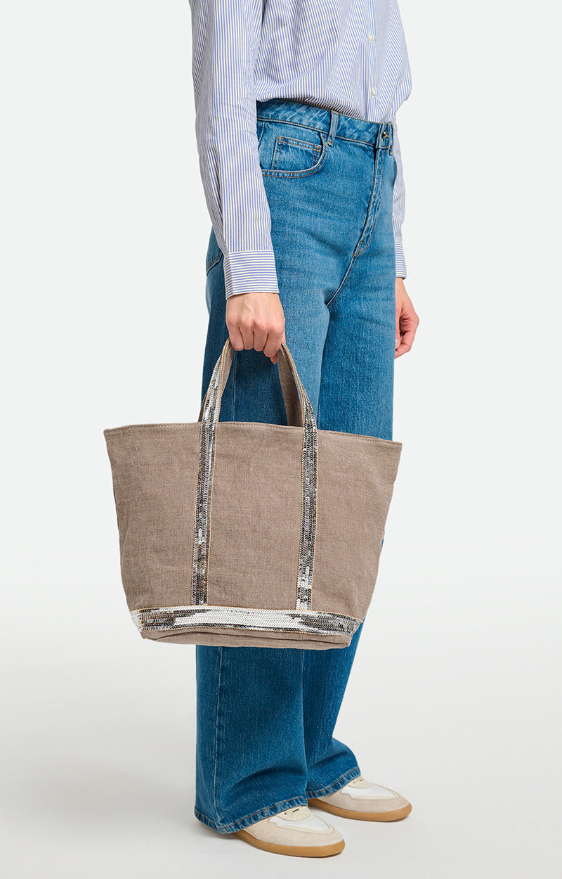 M LINEN & SEQUIN CABAS