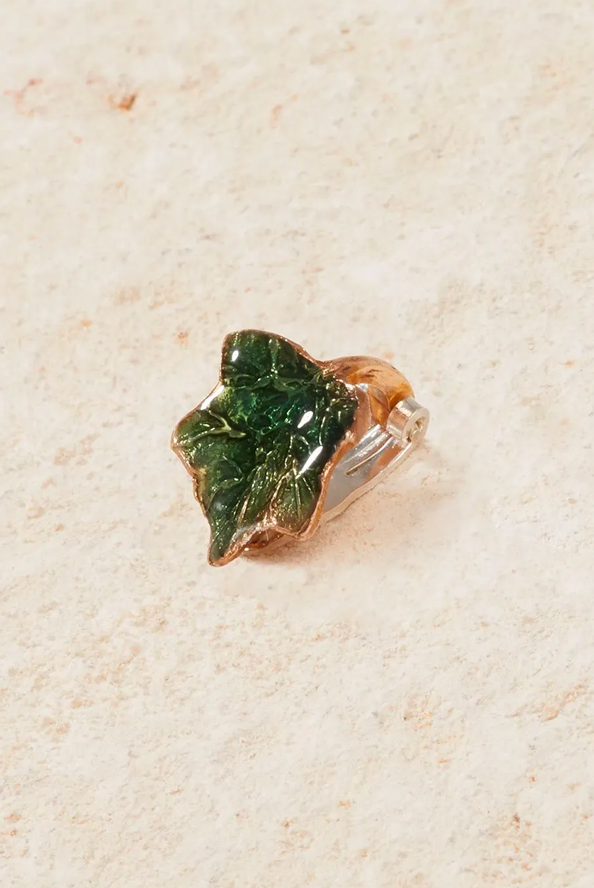 IVY LEAF CLIP EARRINGS - Bronze