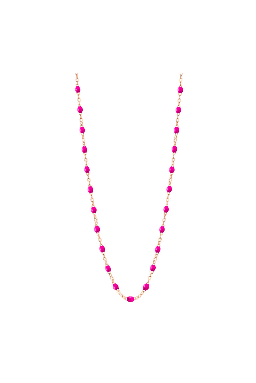 COLLIER RAS DE COU OR ROSE RESINE 42 CM