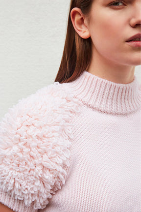 TOP WITH FUR KNIT SLEEVES