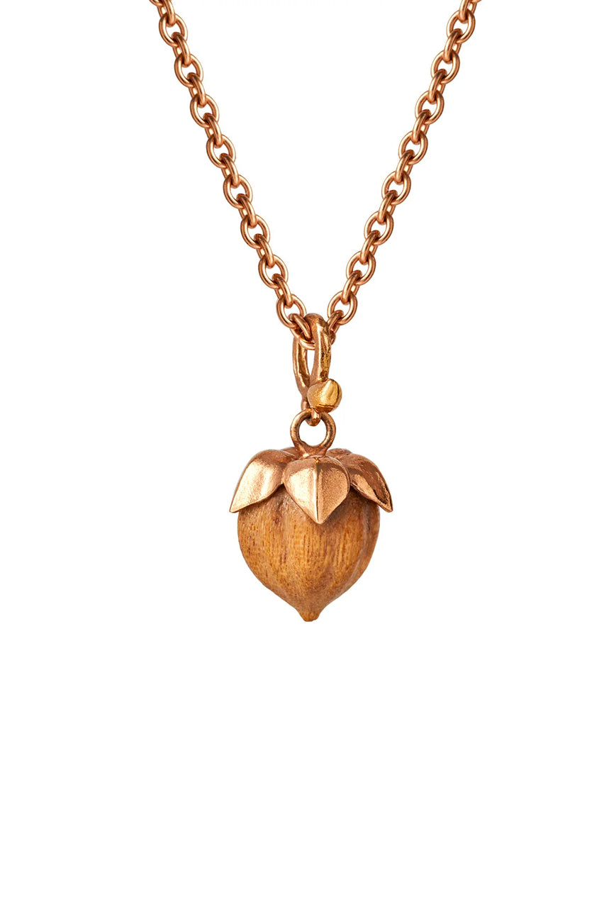 COLLIER PENDENTIF GRAINE DE LIN - Bois de citronnier