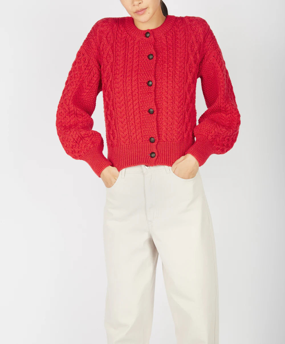 CLOVER CROPPED ARAN CARDIGAN