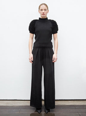 TOP WITH FUR KNIT SLEEVES