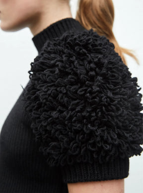TOP WITH FUR KNIT SLEEVES