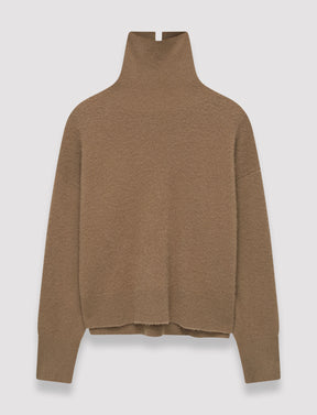 Pull col montant en cachemire brossé