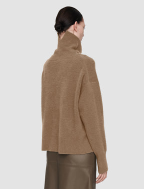 Pull col montant en cachemire brossé