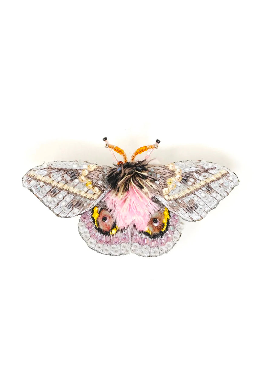 PINK EYED SILK MOTH BROCHE