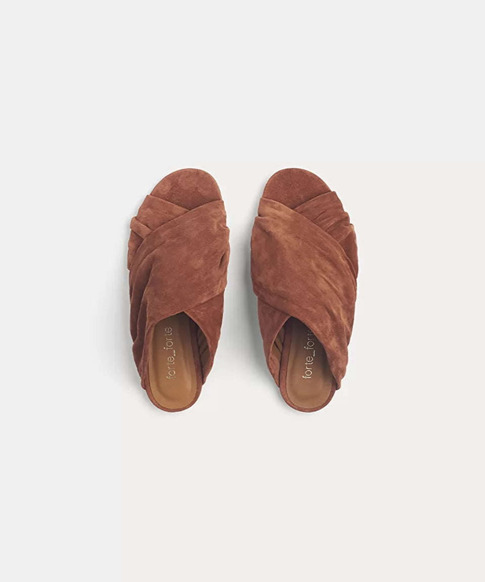 Suede crossover flat sandal