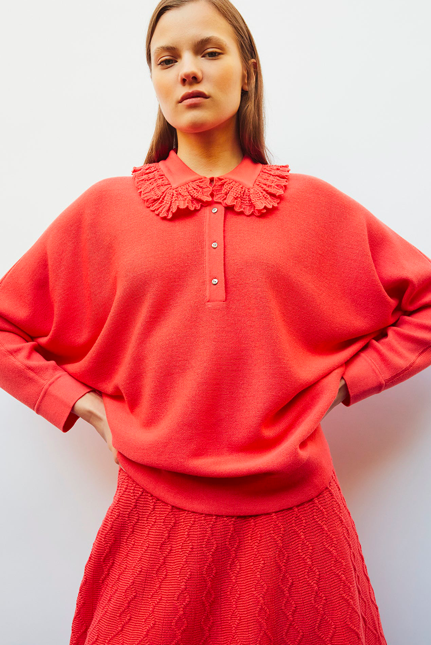 TOP AMPLE A COL DENTELLE