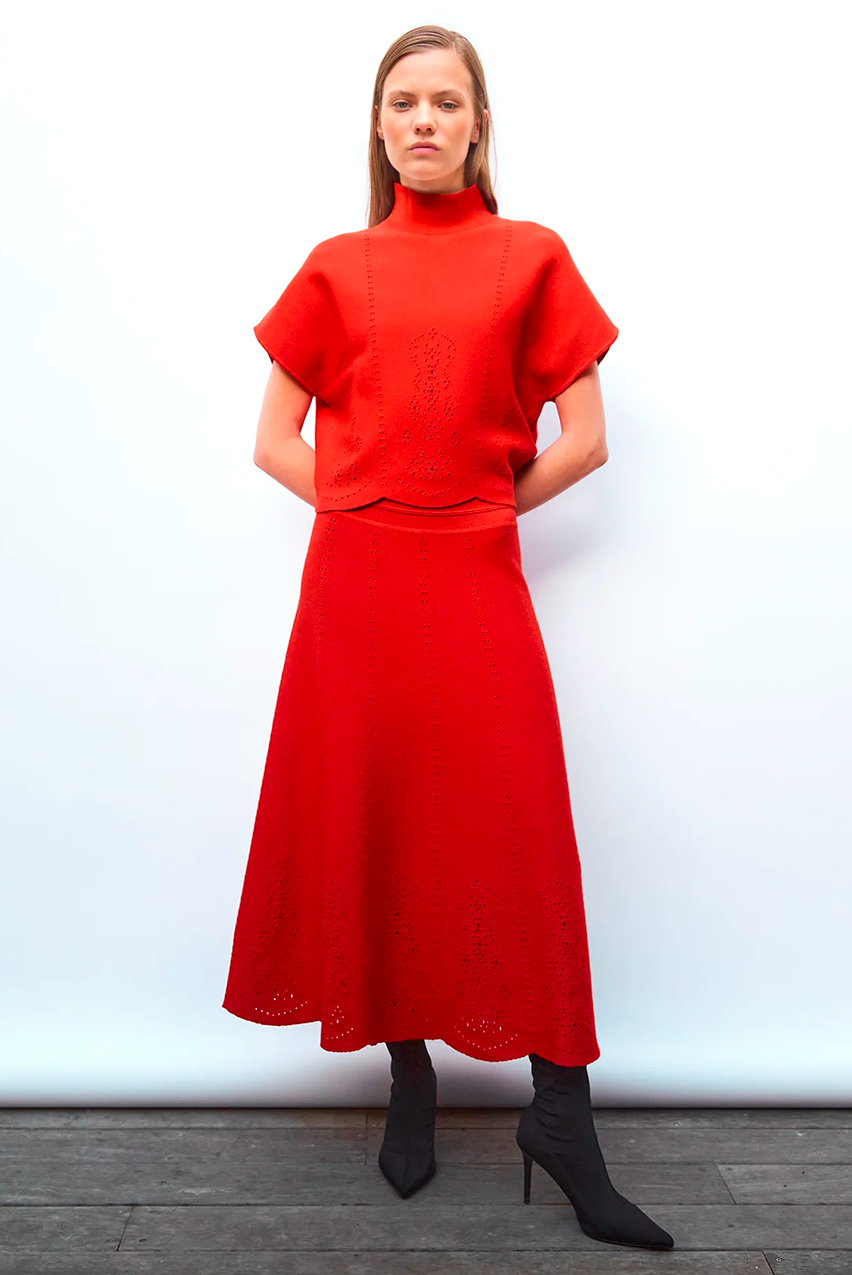 JUPE MAILLE BRODERIE ANGLAISE