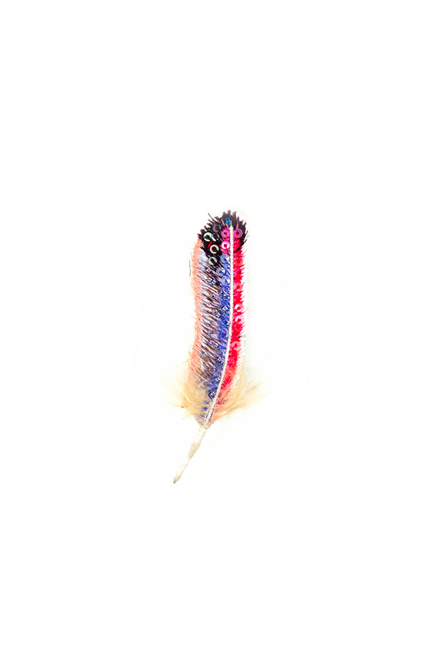 PURPLE STARLING FEATHER BROOCH