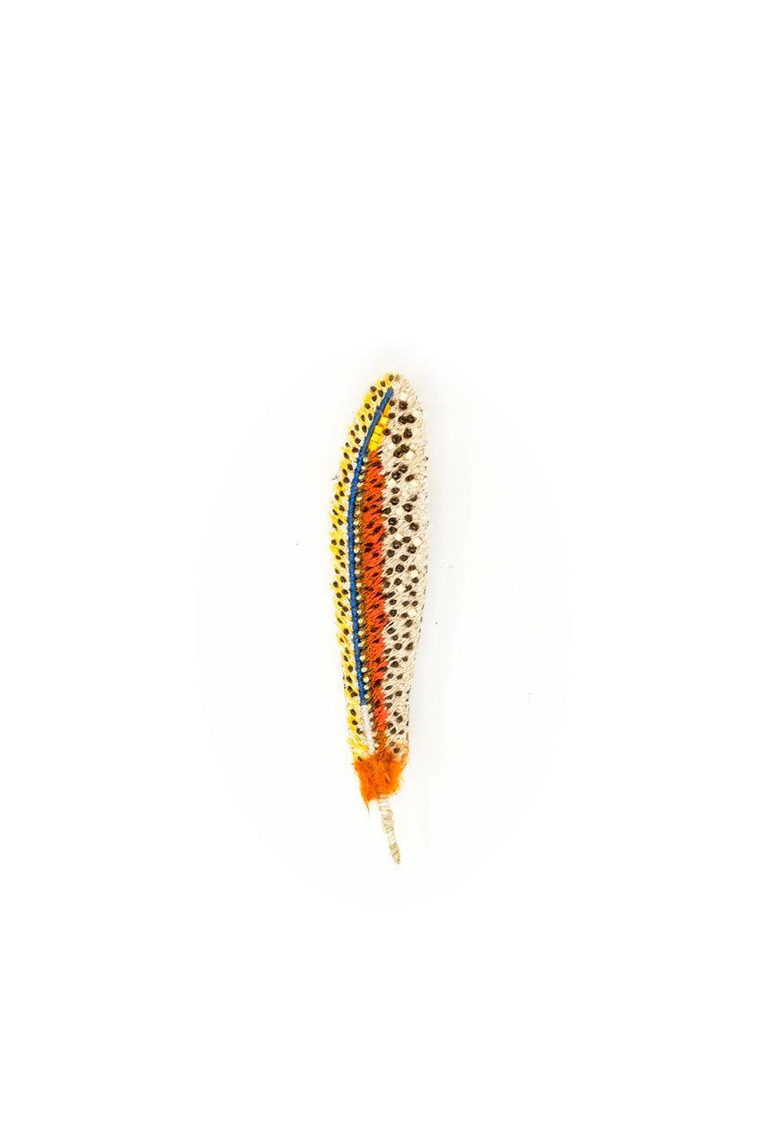 SPOTTED FEATHER FEATHER BROOCH