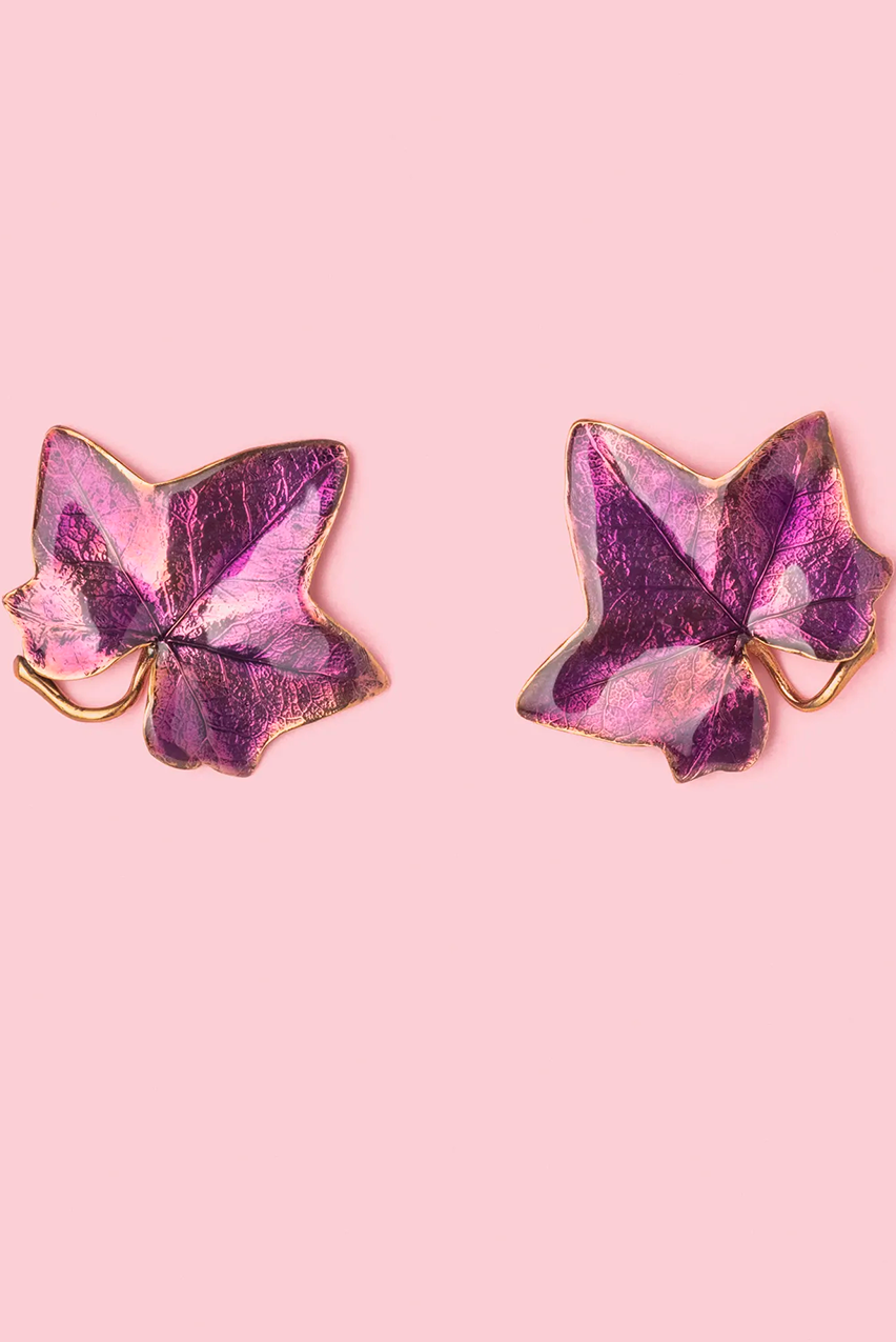 Boucles d'oreilles Pin Edera en Bronze et Violet
