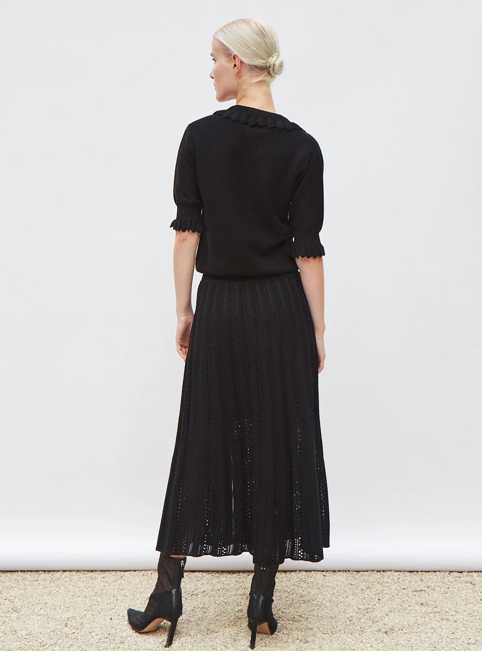 LONG GUIPURE KNIT SKIRT