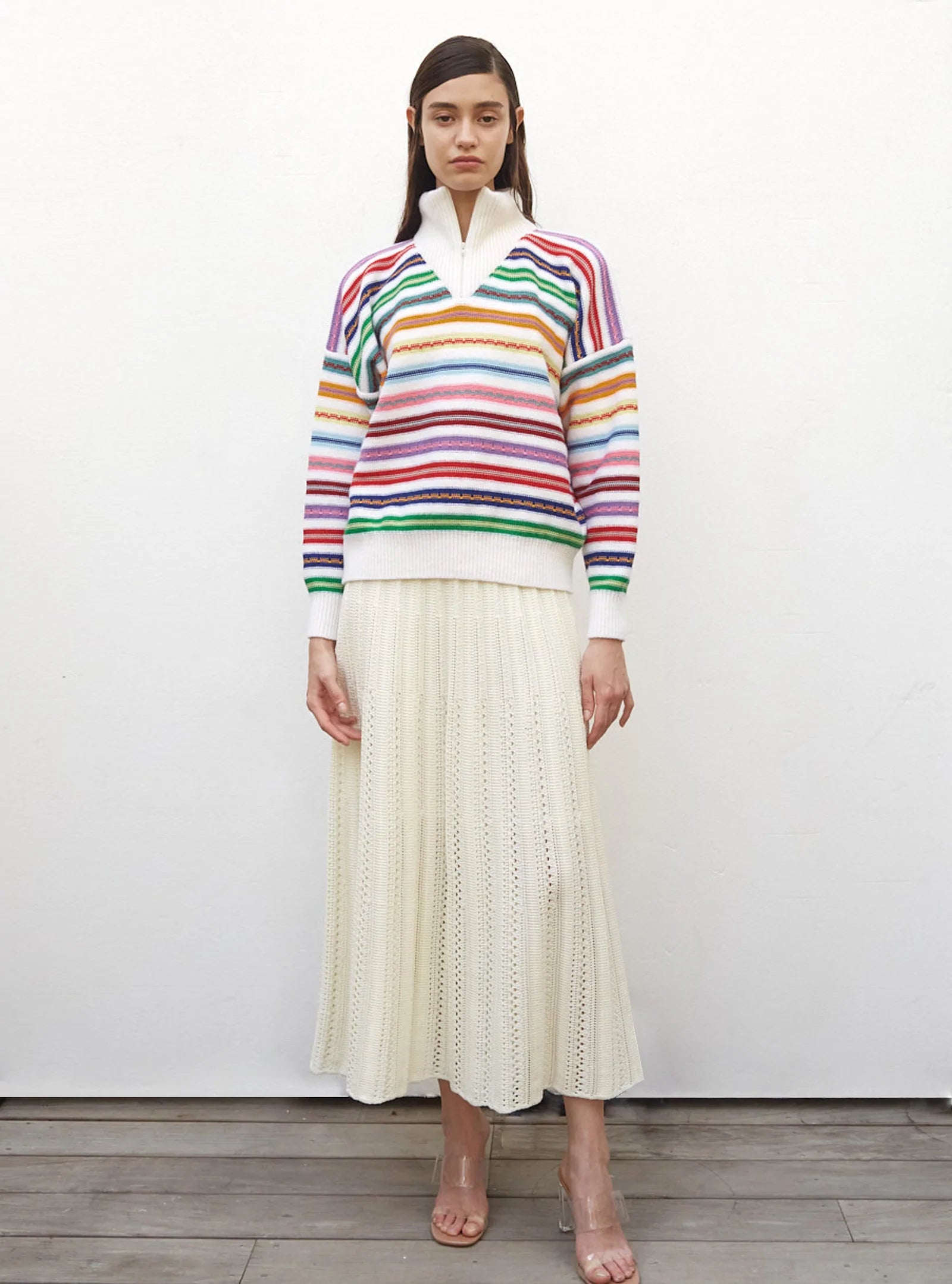 LONG GUIPURE KNIT SKIRT