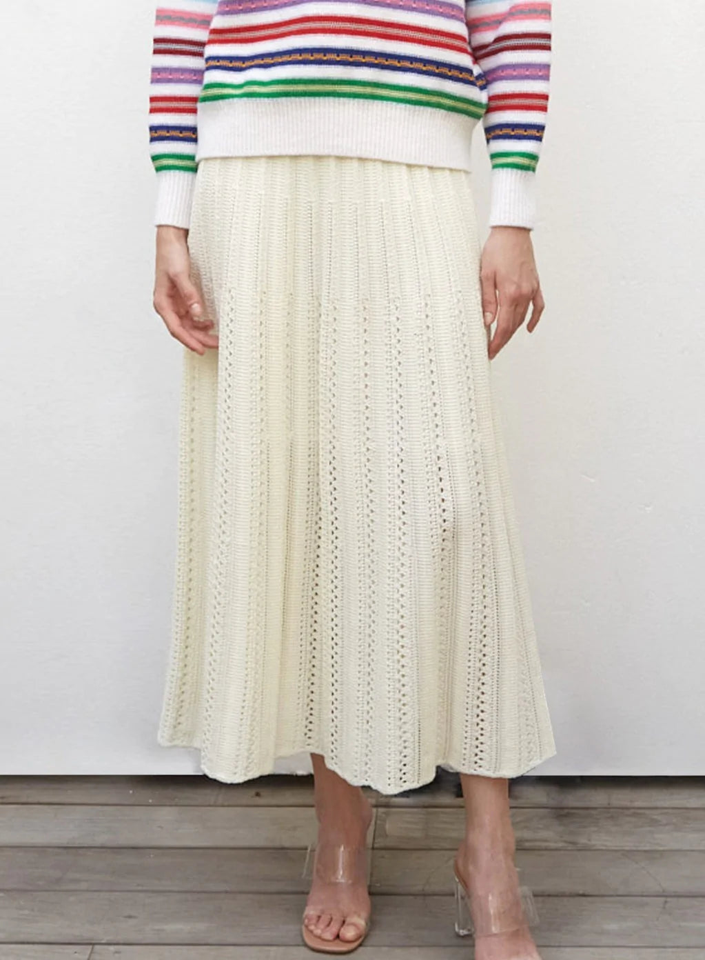 LONG GUIPURE KNIT SKIRT