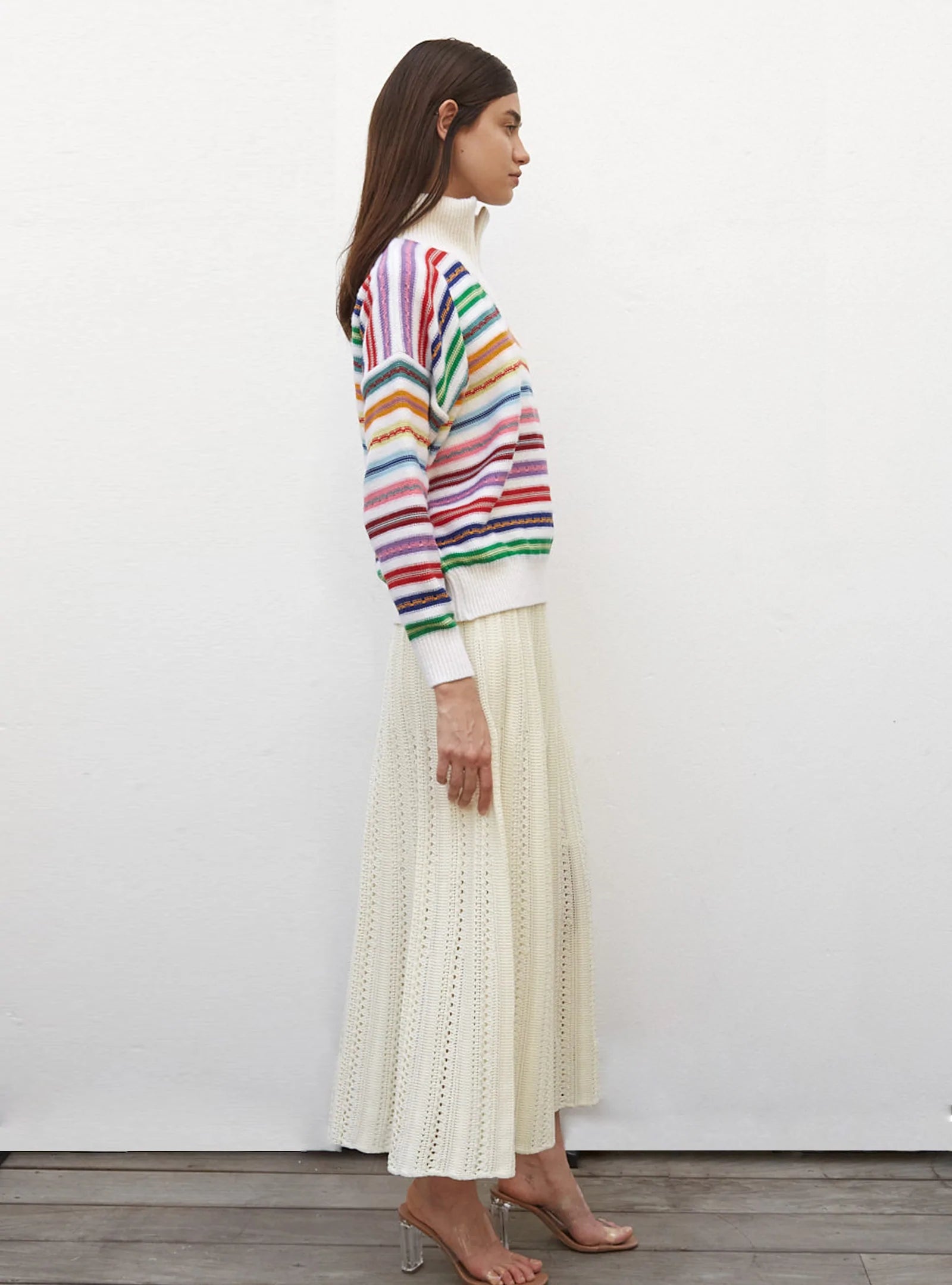 LONG GUIPURE KNIT SKIRT