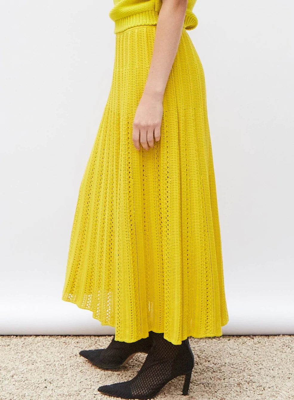 LONG GUIPURE KNIT SKIRT